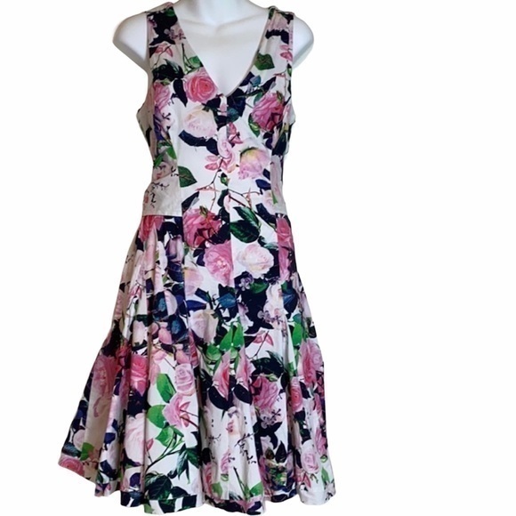 Betsey Johnson Fit & Flare Flowered Dress - Picture 1 of 8